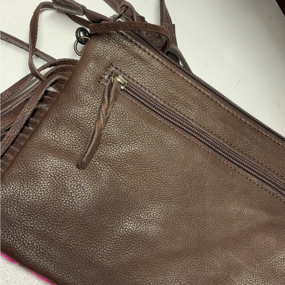 American Darling fuschia Hair on Hide Crossbody - Picture 3 of 3